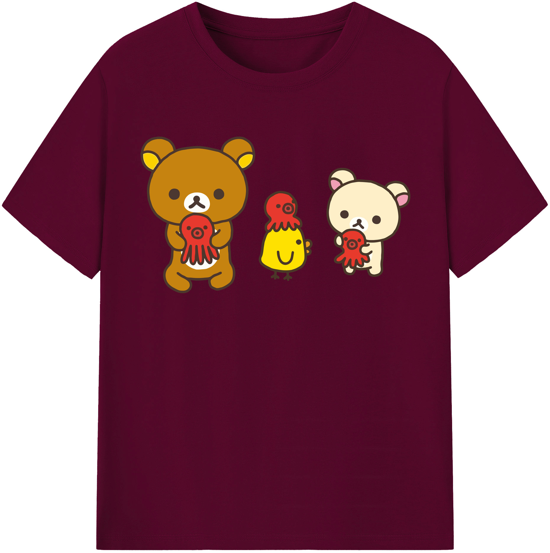 （画像用） リラックマ リラックマ キイロイトリ Rilakkuma Korilakkuma Kiiroitori レディースカジュアルプリントTシャツ（綿100％）